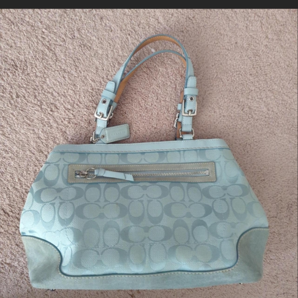 Coach Light Blue Signature Tote Bag